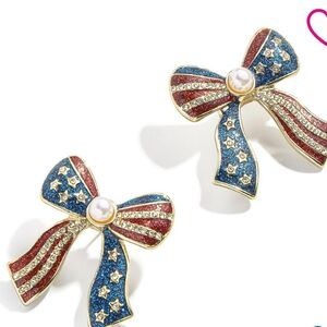 BAUBLEBAR Americana Bow Goldtone Simulated Pearl Stud Earrings 